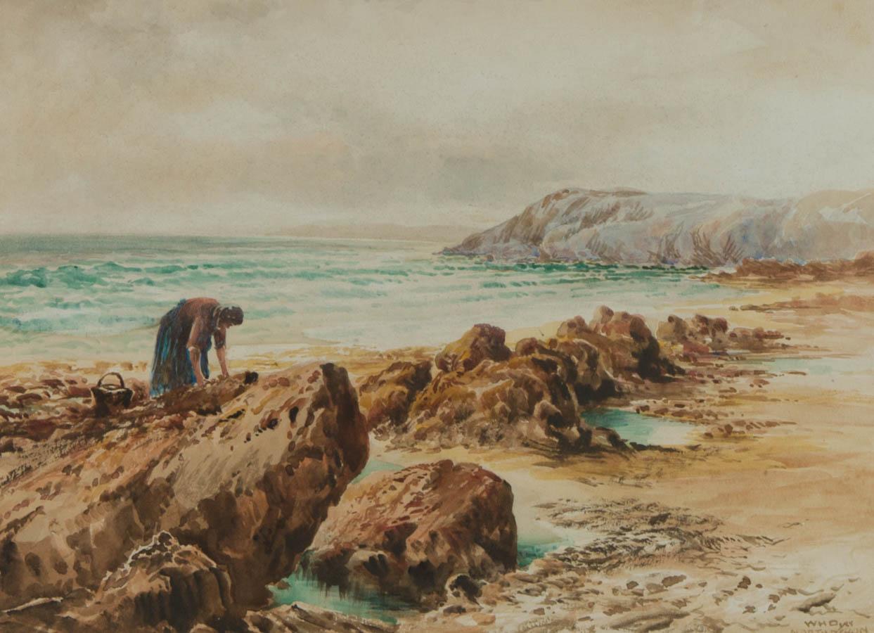William Henry Dyer (fl.1890-1930) - Aquarell, Cockle Gatherer, North Devon 1