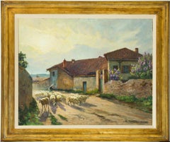 Claude Honoré Hugrel (1880-1944) - Grande gouache signée de 1926, Bergère française