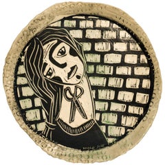 Chin Up, Portrait, Carved Porcelain Wall Sculpture.