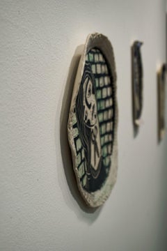 Porträt, geschnitzte Porzellan-Wandskulptur.