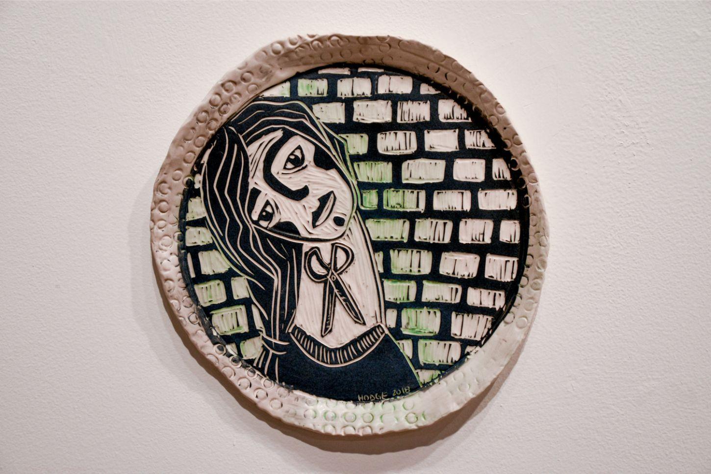 Chin Up, Portrait, Carved Porcelain Wall Sculpture. For Sale 1