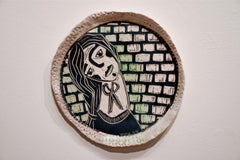 Chin Up, Carved Porcelain Wall Sculpture, 11-Inch, Contemporary Art