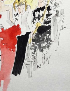 Charlize Theron and the Cast of Mad Max, aquarelle sur papier d'archives