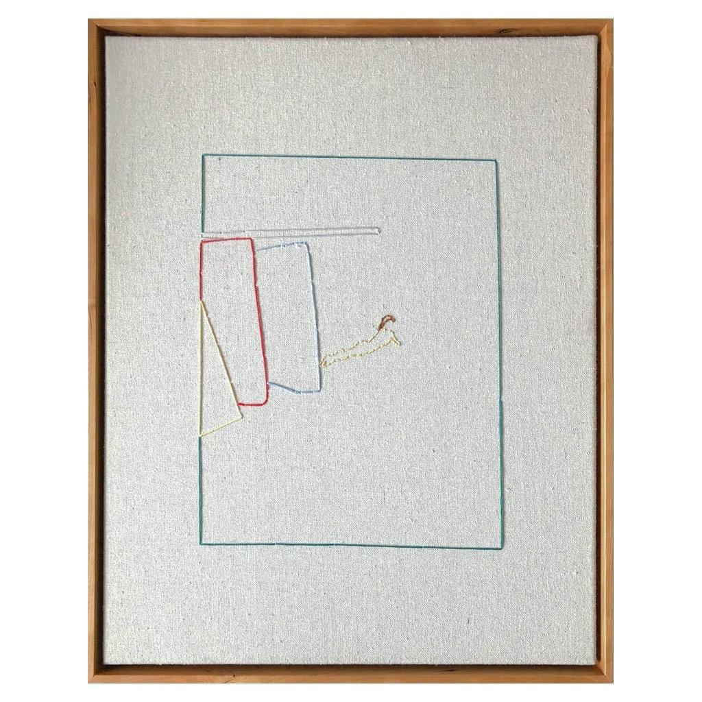 Lawn, Hand Stitched Canvas, Cherrywood Frame - Mixed Media Art by Casey Waterman