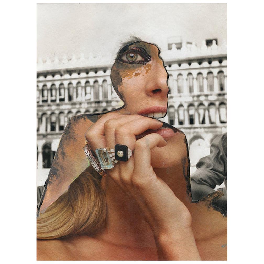 Cocteau Rings, #2271, Horst P. Horst Homage, Mixed media Collage on Paper. - Art by Natasha Zupan