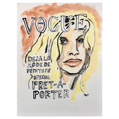 Set of  Vogue Covers, Watercolor fashion drawings on archive paper.