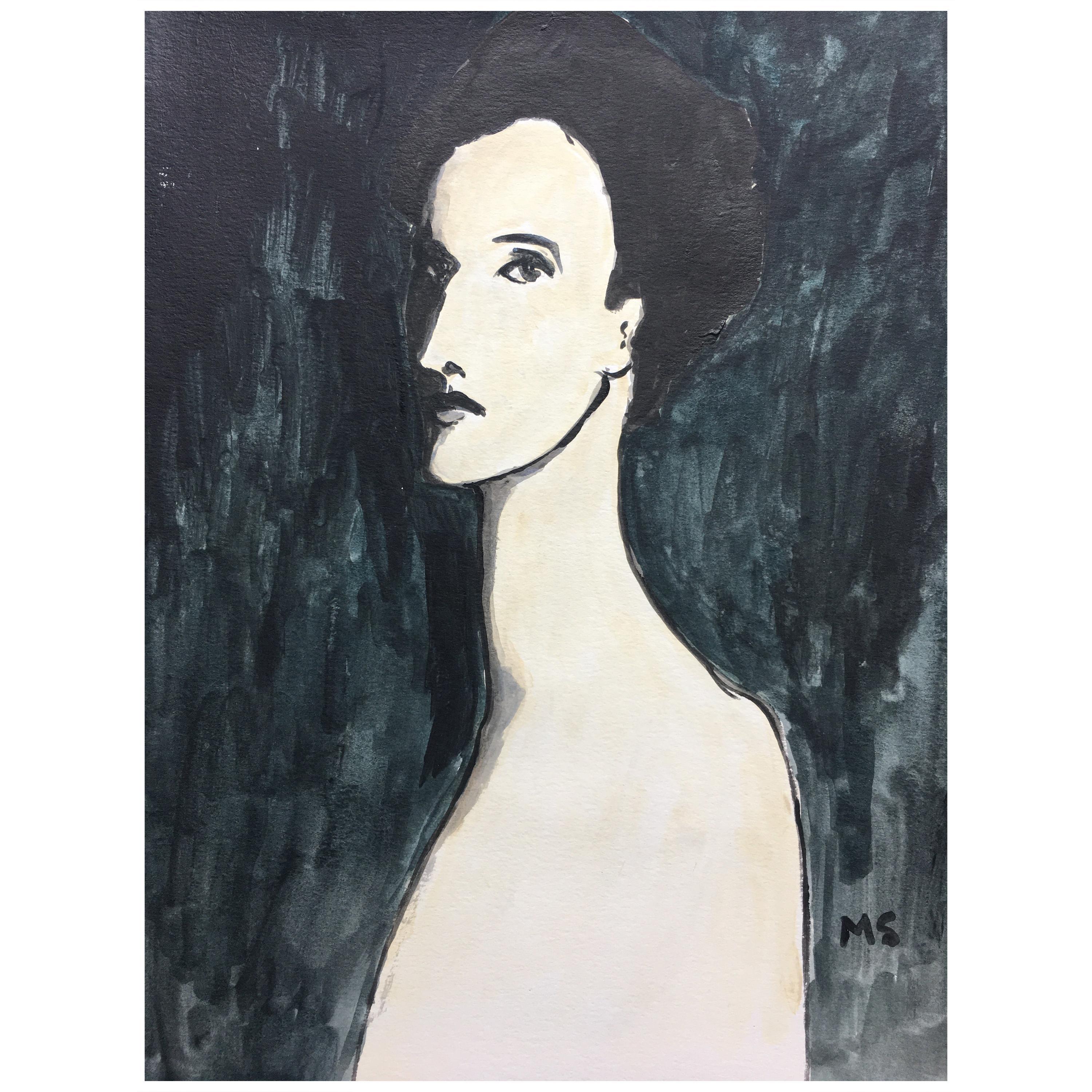 Manuel Santelices Portrait Painting - Babe Paley,  Acrylic on Paper painting