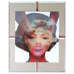 "Marilyn" Mixed-Media on Wood with Mirror Inlay
