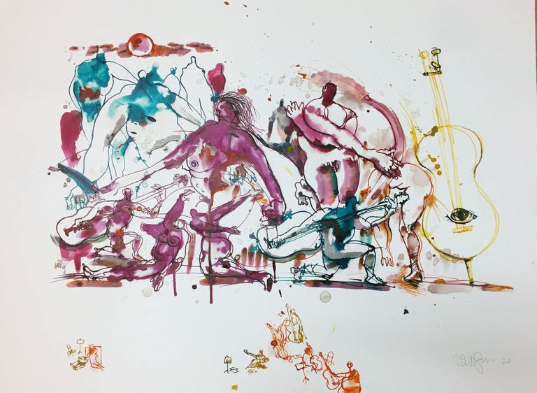 Edward Zelinsky - on the stage, Painting, Watercolor on Watercolor ...