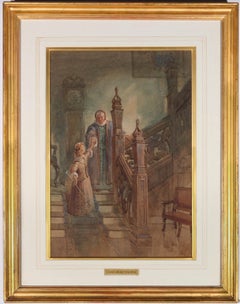 Antique Alfred Parkman (1852-1930) - 1889 Watercolour, Come Along Grandma