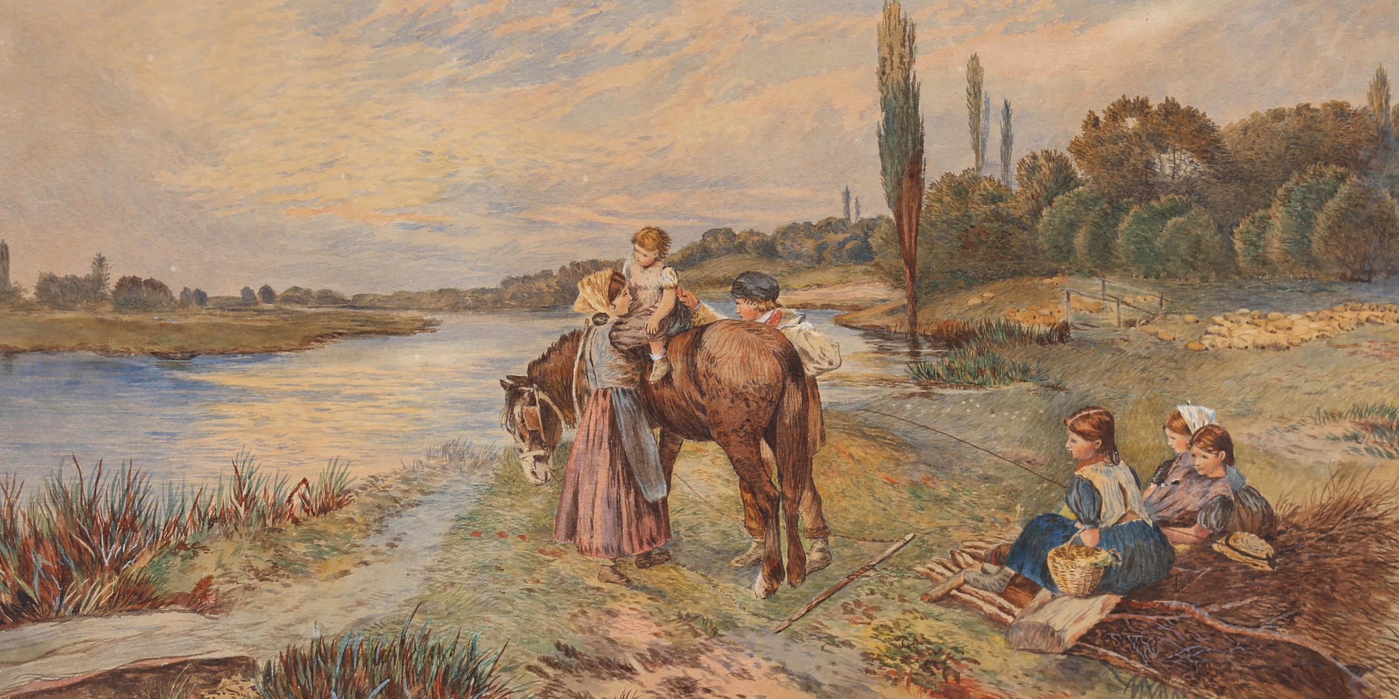 Follower of Myles Birket Foster RWS (1825-1899) - Watercolour, Children Fishing For Sale 1