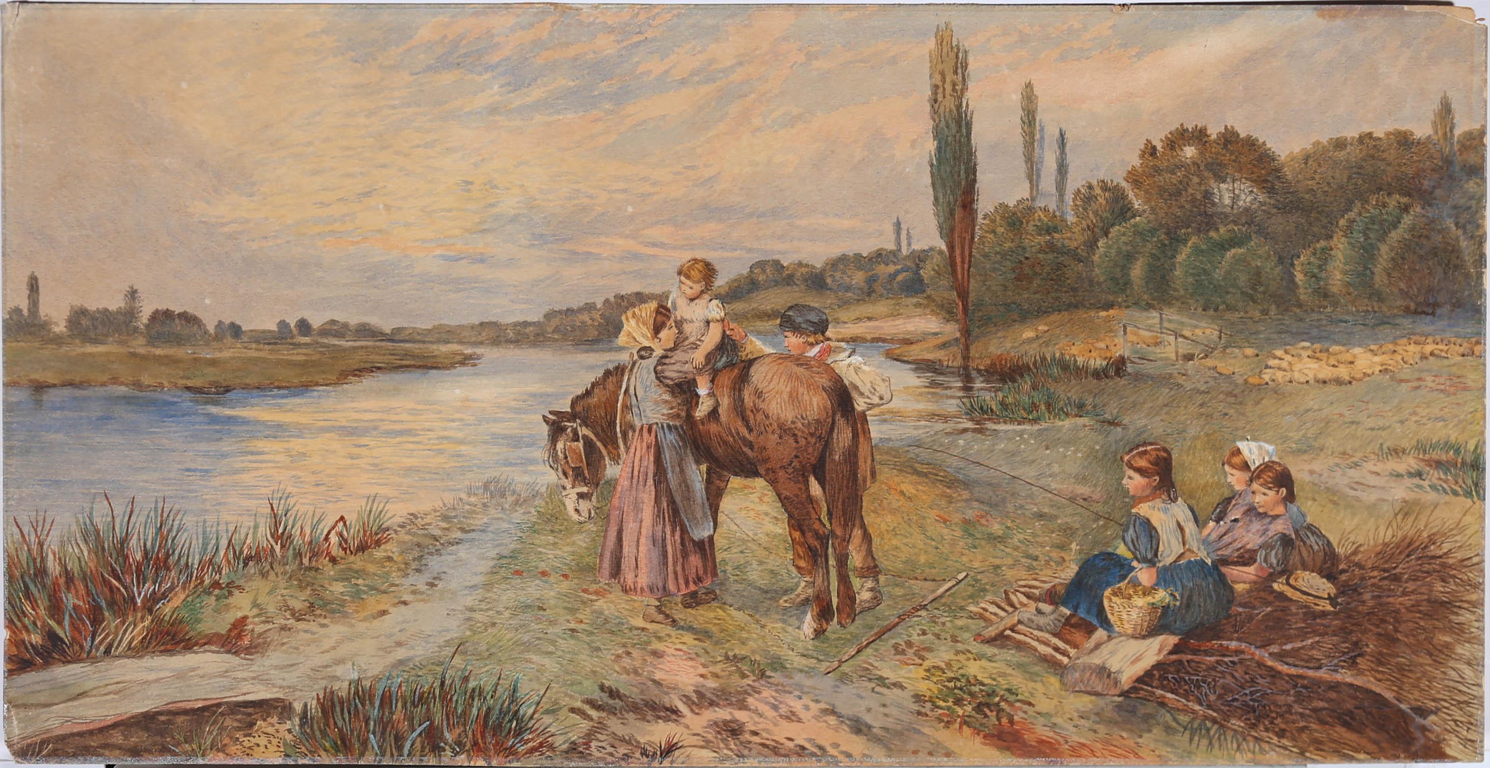 Follower of Myles Birket Foster RWS (1825-1899) - Watercolour, Children Fishing For Sale 2