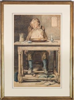 Pair of 19th Century Watercolours - Tucking In, Full Up
