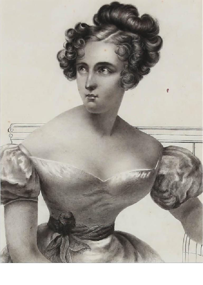 Dessin au fusain datant de 1830 - Elegance en vente 1