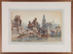 Used Paul Marny (1829-1914) - Late 19th Century Watercolour, The Dock at Dawn