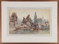Paul Marny (1829-1914) - Late 19th Century Watercolour, The Dock at Dawn