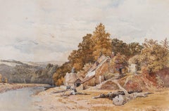 Antique Philip Mitchell RI (1814-1896) - 1858 Watercolour, On the Torridge, Devon