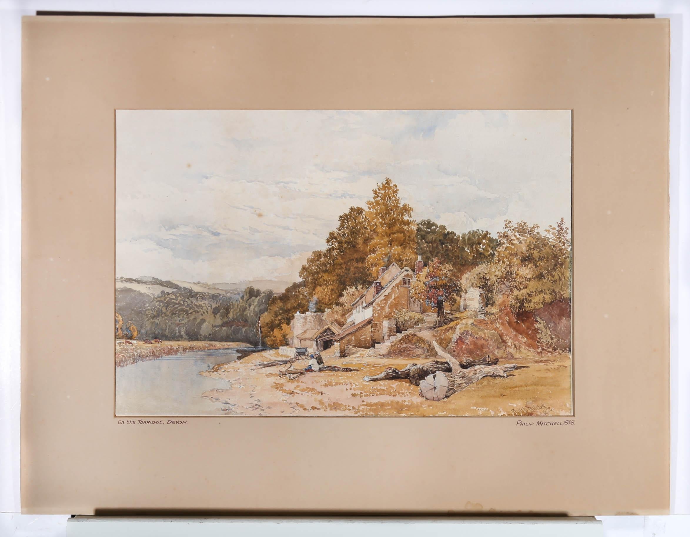Philip Mitchell RI (1814-1896) - 1858 Watercolour, On the Torridge, Devon For Sale 4