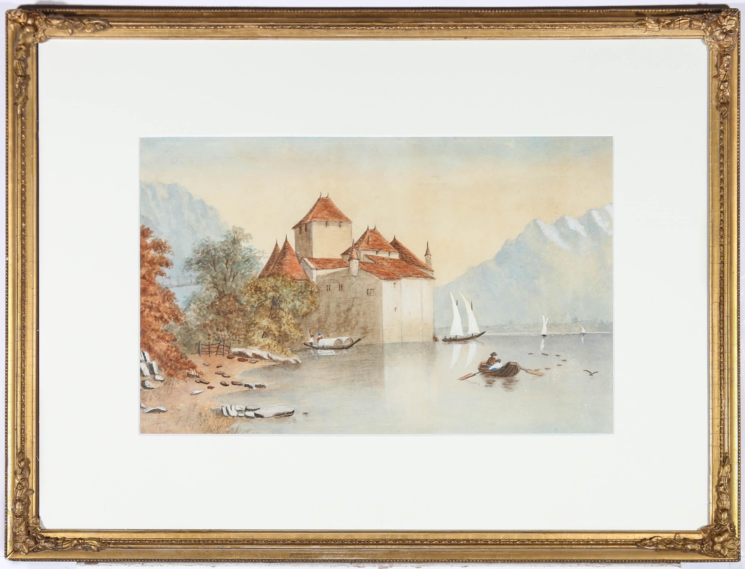 Unknown Landscape Art - Late 19th Century Watercolour - Chillon Castle