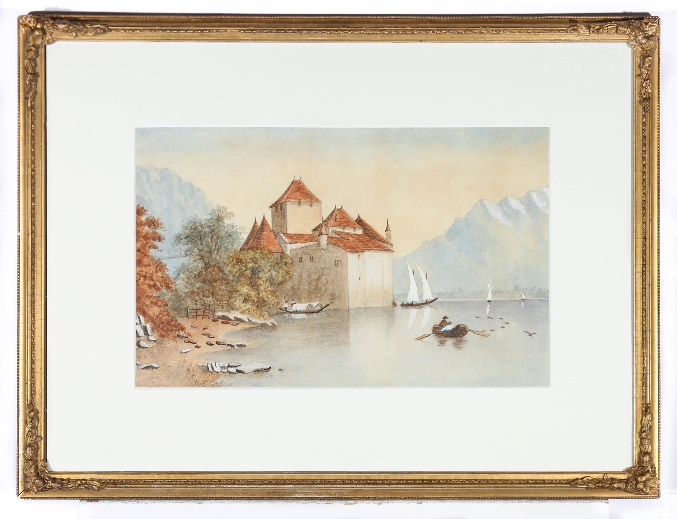 Late 19th Century Watercolour - Chillon Castle For Sale 1