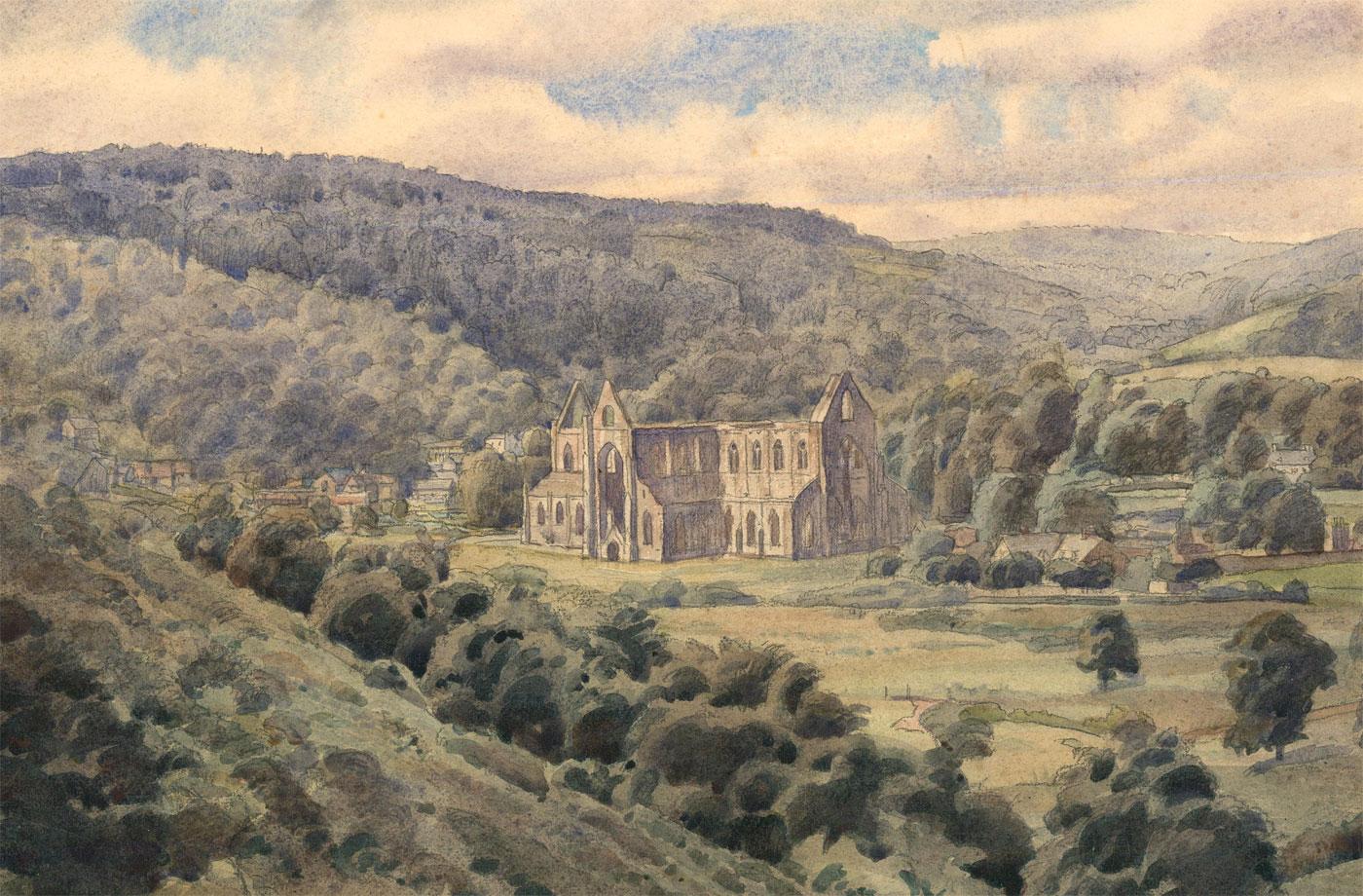 Attrib. James Walker Tucker (1898-1972) -20th Century Watercolour, Tintern Abbey For Sale 1