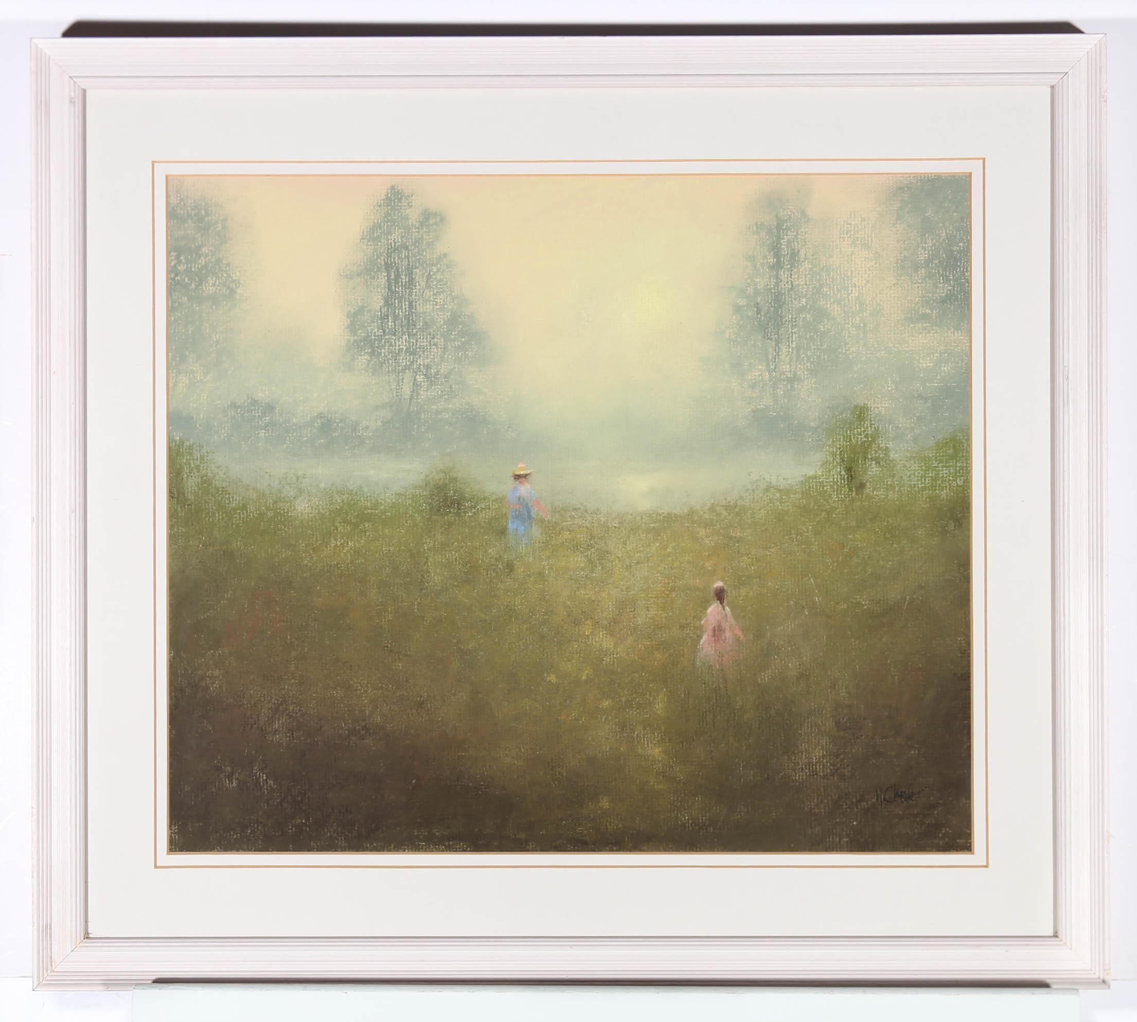 M. Clarke - Framed 20th Century Pastel, Through the Fields For Sale 2