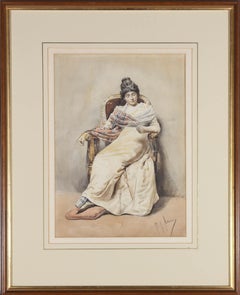 Pierre Joseph Antoine (1840 - 1913) - Watercolour, Resting Lady