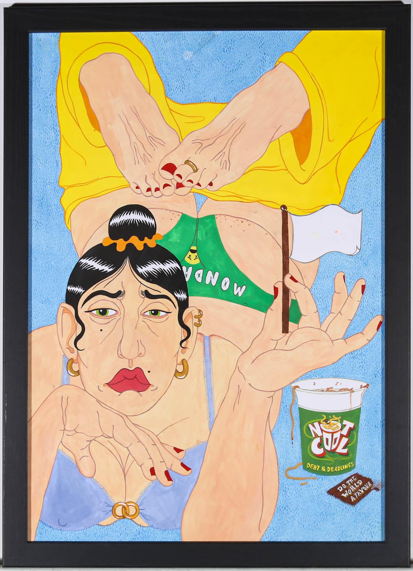 Isabelle Mulvany - 2018 Gouache, I Give Up For Sale 1