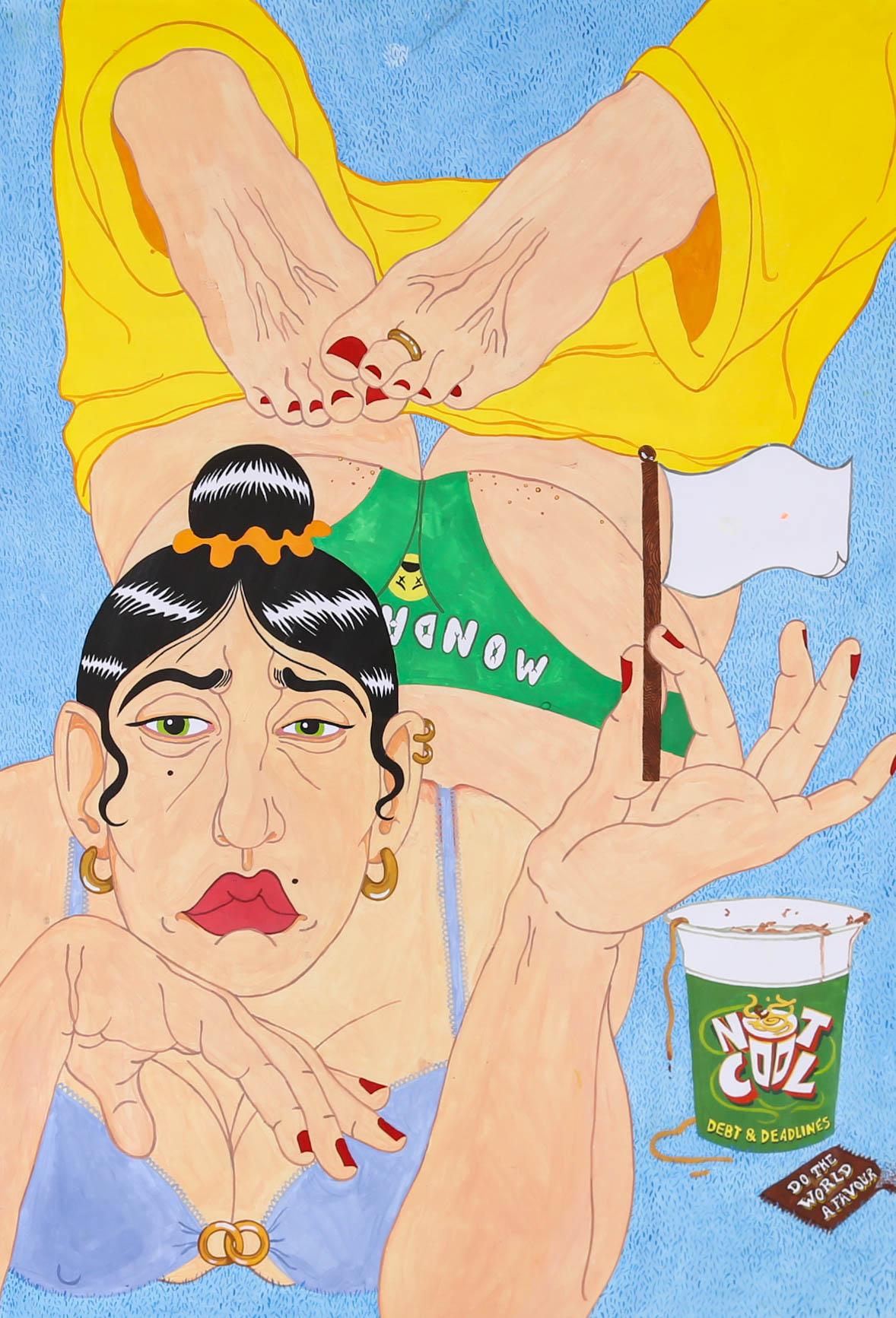Isabelle Mulvany - 2018 Gouache, I Give Up For Sale 3