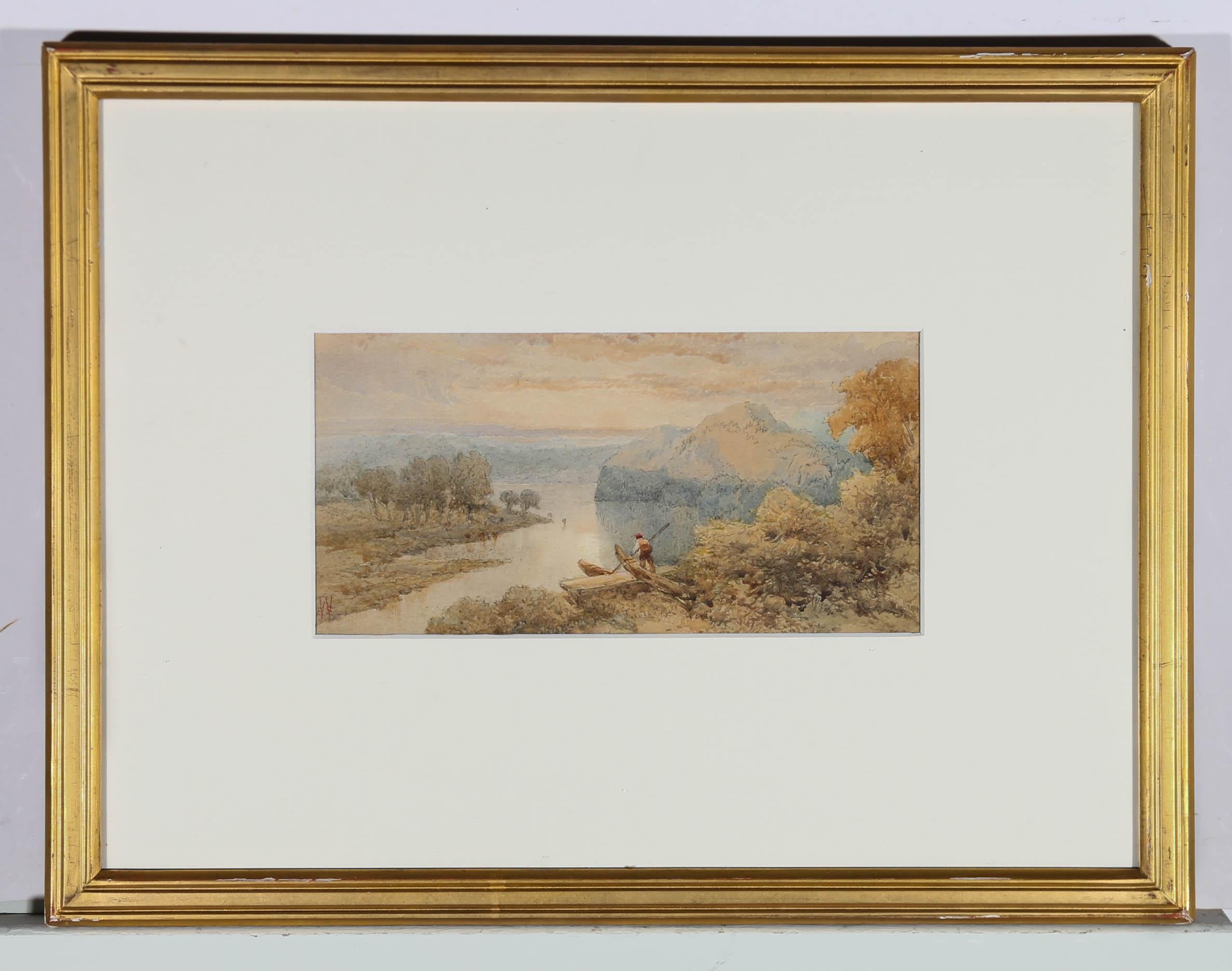 Sophy S Warren (acte.1864-1878) - Aquarelle, La rivière au crépuscule en vente 2