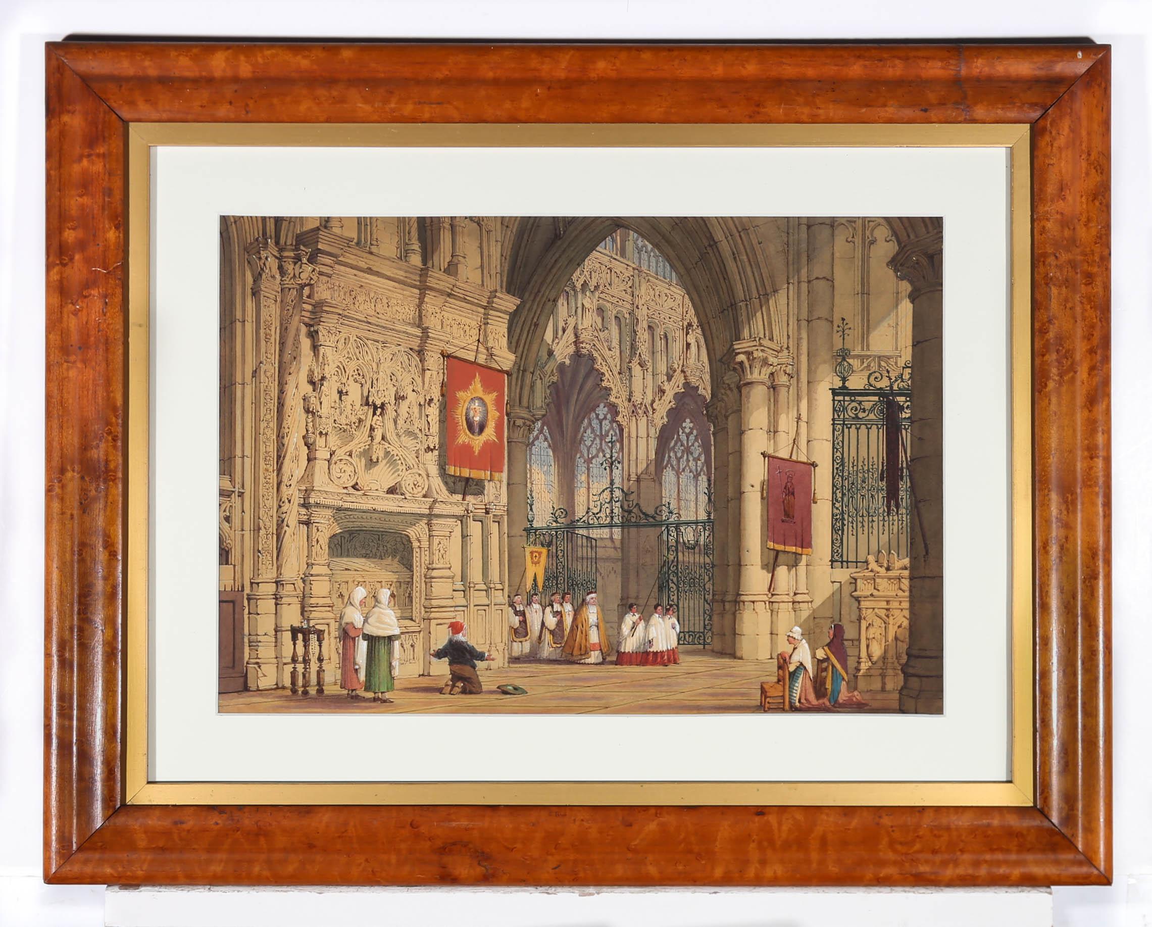 Late 19th Century Watercolour - The Minister's Entrance - Brown Landscape Art by Unknown