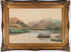 Peter Ghent (1856-1911) – Aquarell des späten 19. Jahrhunderts, Ferry Crossing
