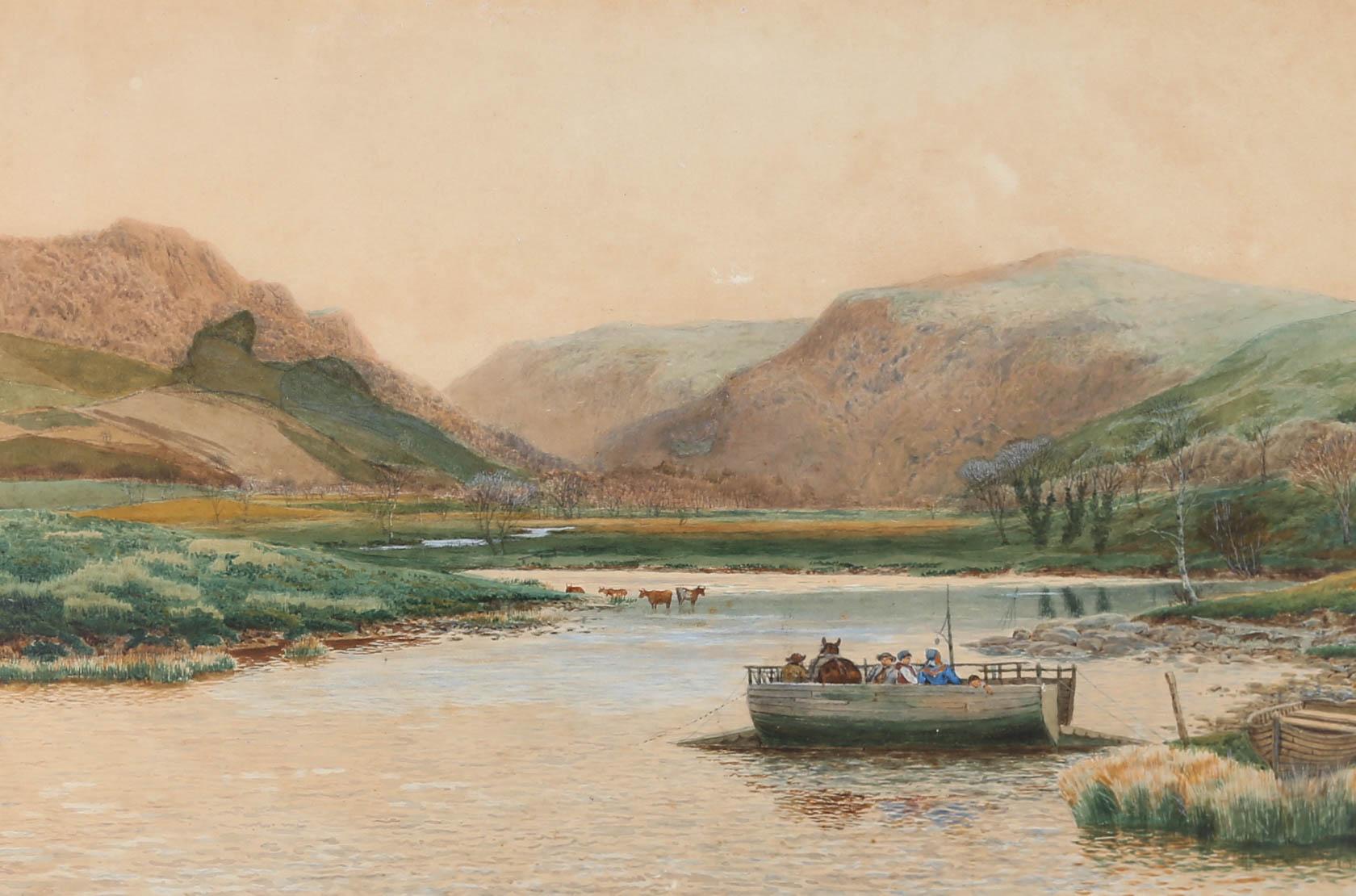 Peter Ghent (1856-1911) - Late 19th Century Watercolour, Ferry Crossing For Sale 1