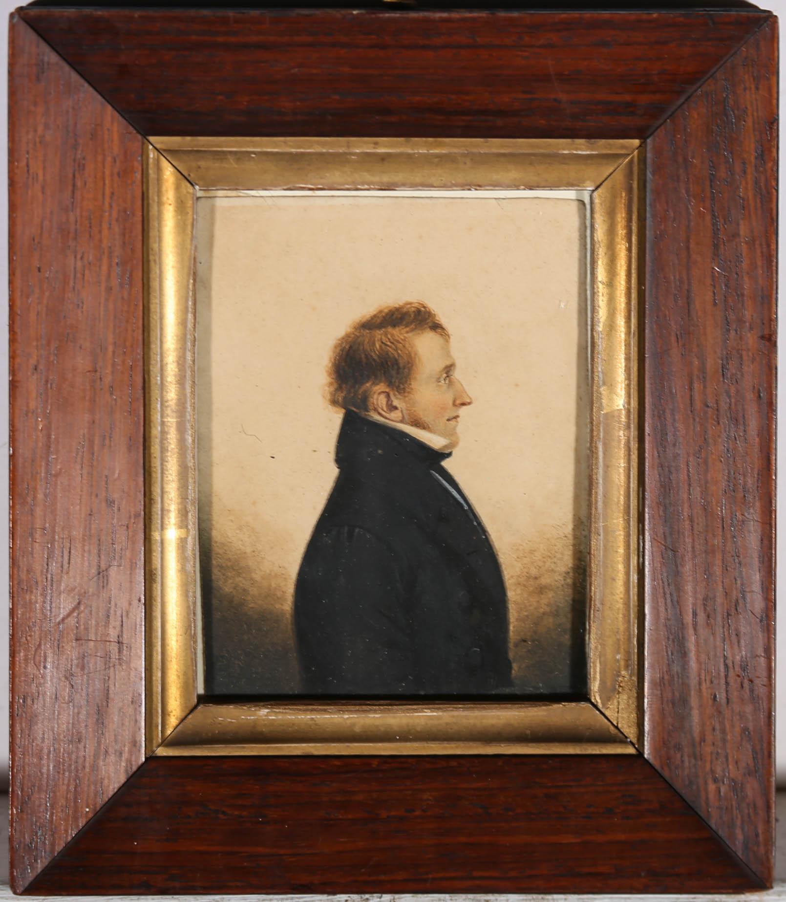 Unknown Portrait - Miniature Mid 19th Century Watercolour - Head Of The Family