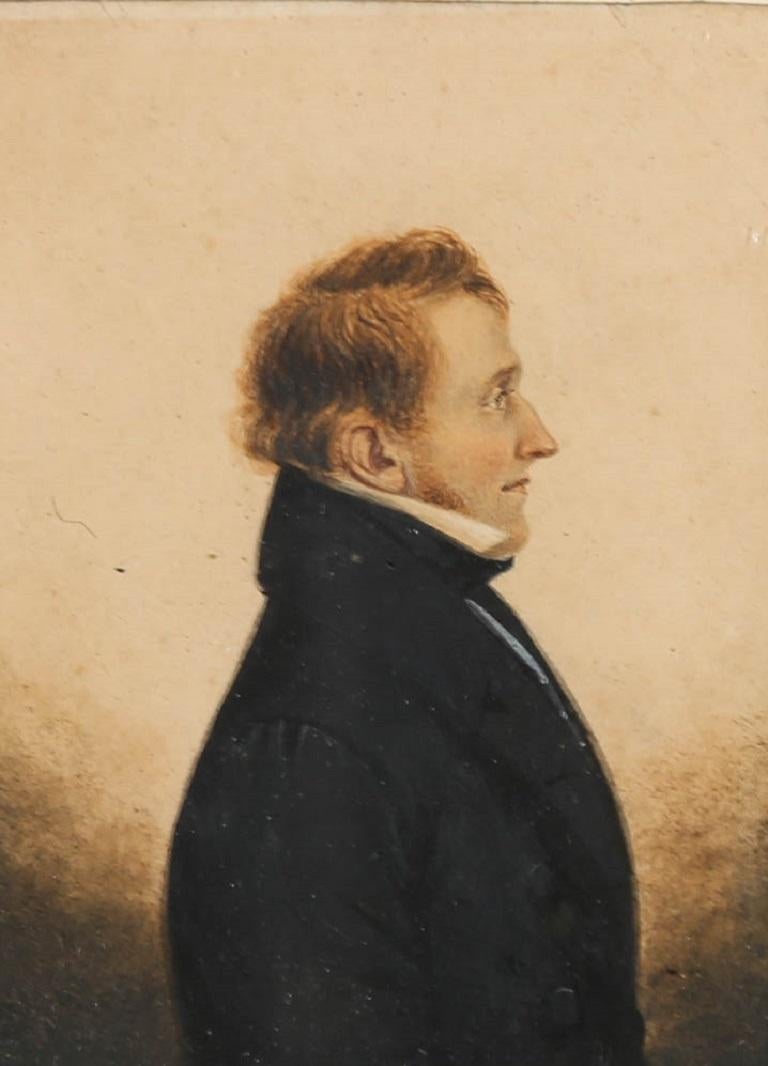 Miniature Mid 19th Century Watercolour - Head Of The Family - Art by Unknown