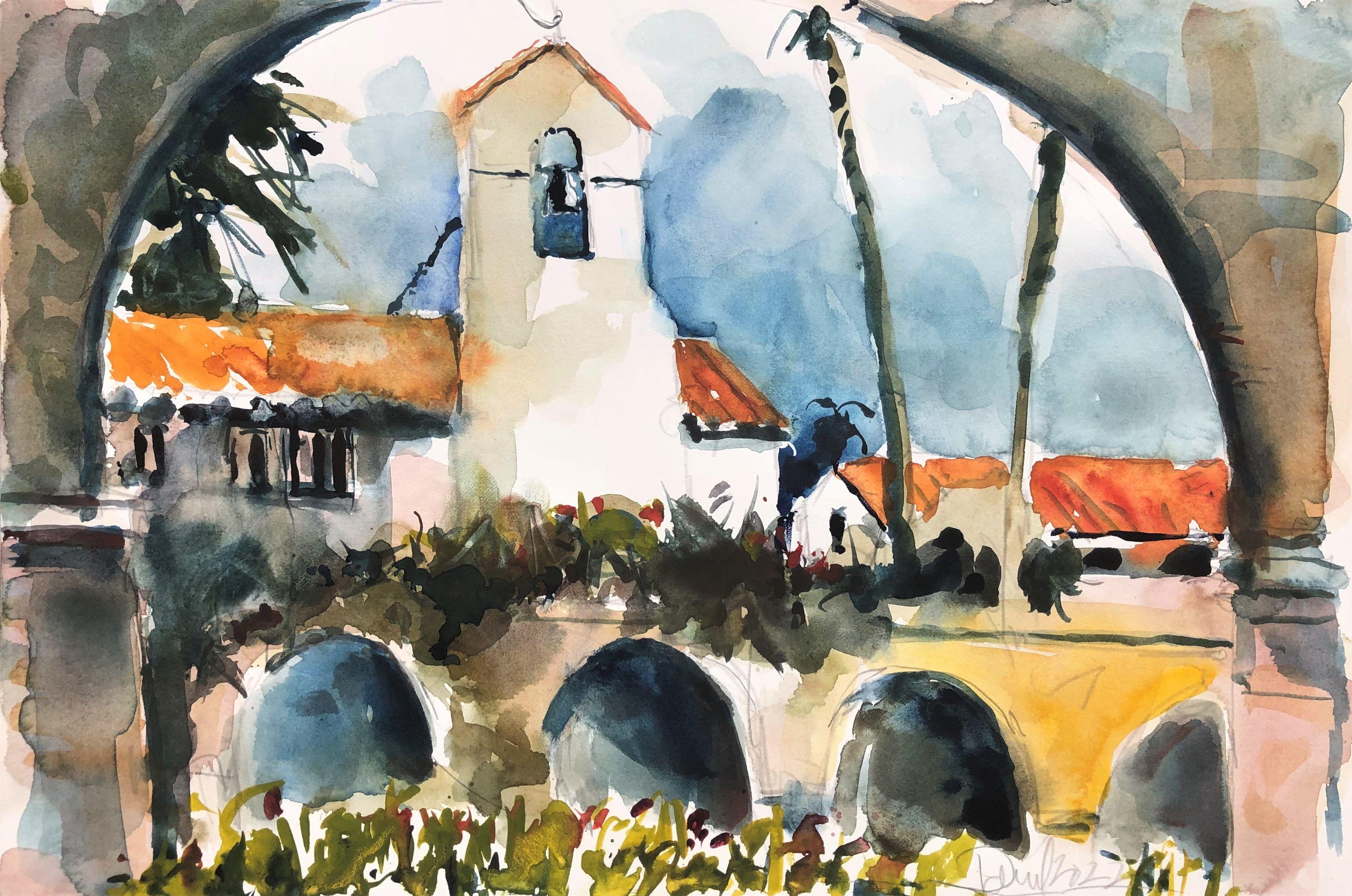 Capistrano Under the Arch, Painting, Watercolor on Watercolor Paper - Art by Daniel Clarke