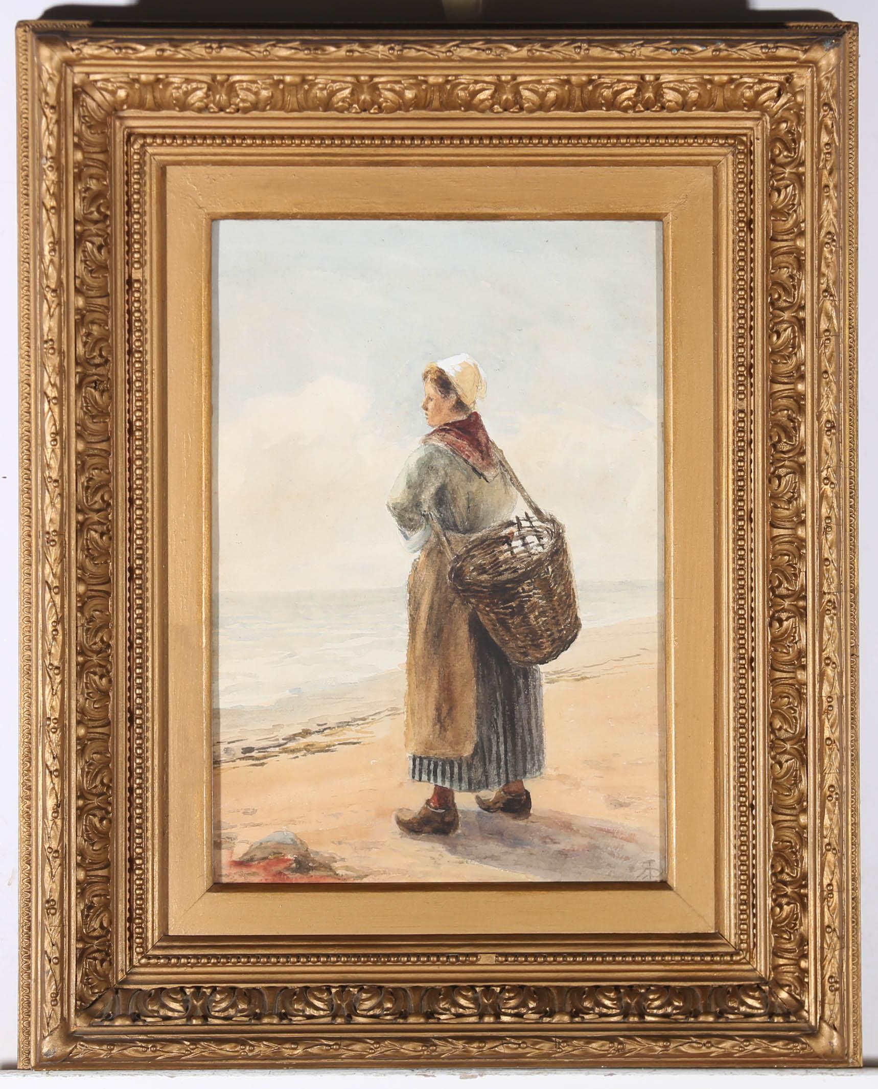 Robert Sanderson (1848-1908) - Acquerello di fine Ottocento, The Cockle Hunter 2