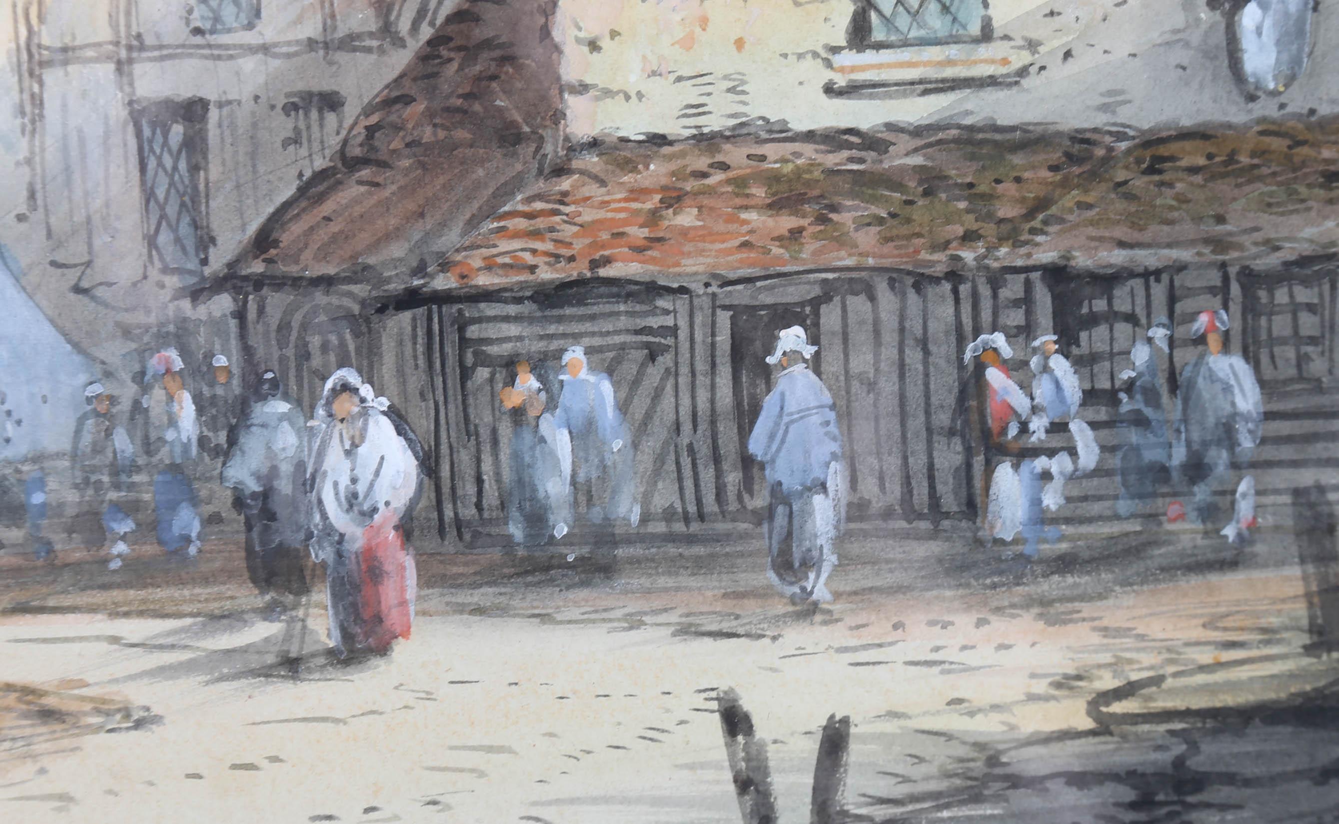 Thomas R. Colman Dibdin (1810-1893) - Acquerello del 1865 incorniciato, scena di città francese in vendita 4