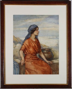 Antique Late 19th Century Watercolour - Pause For Thought