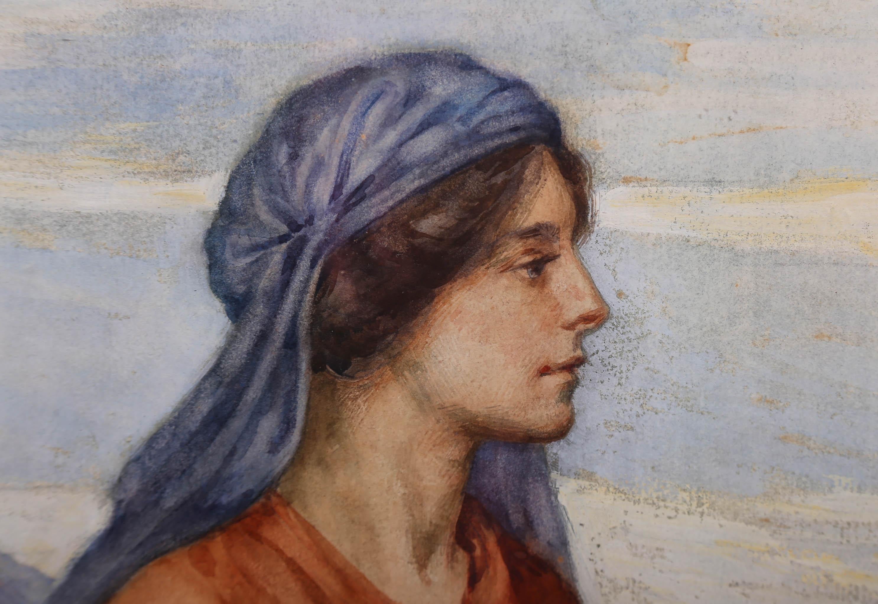 Late 19th Century Watercolour - Pause For Thought For Sale 2