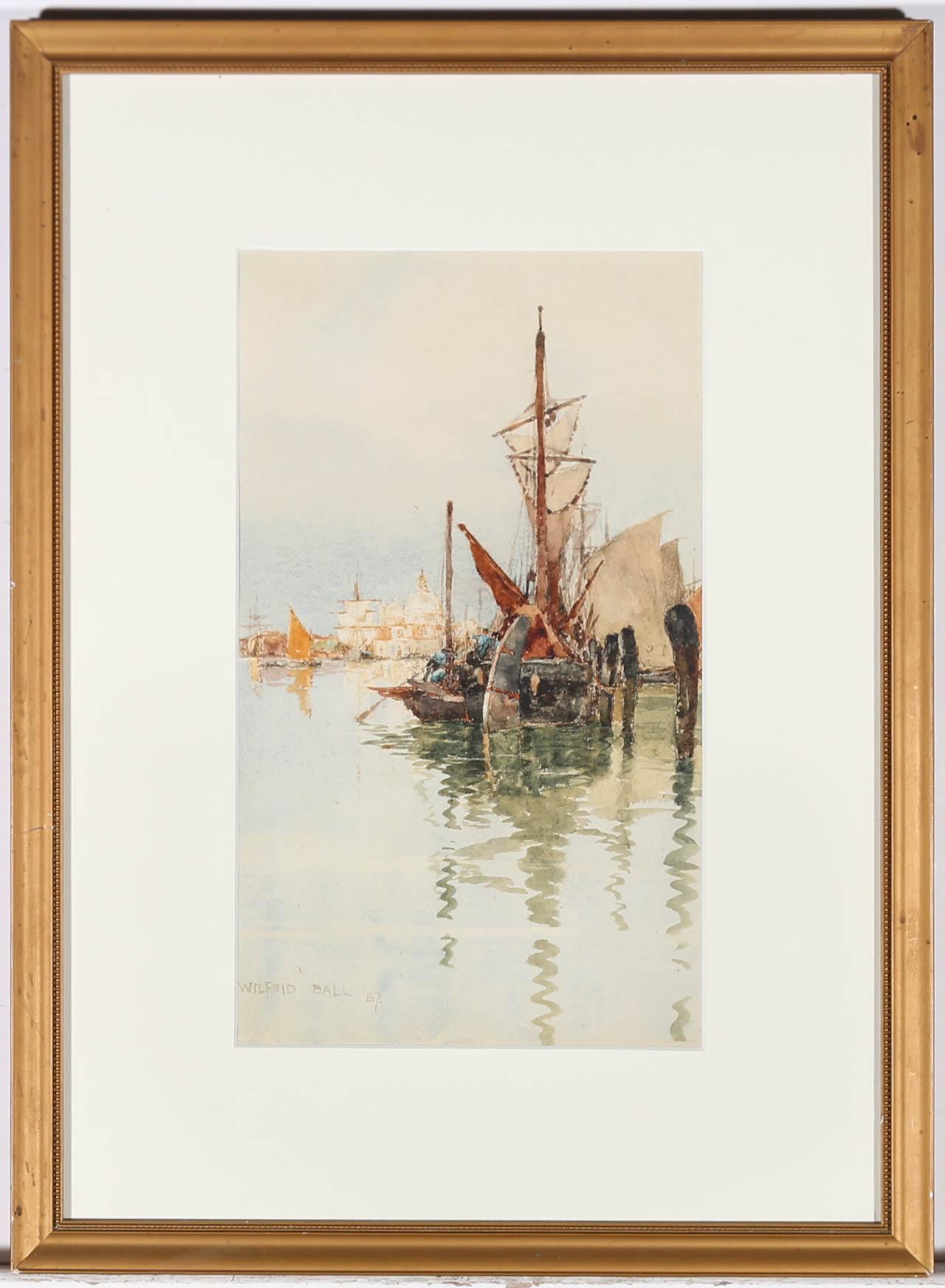 Très belle aquarelle de Wilfrid Williams Ball (1853-1917), intitulée "Santa-Maria Della Salute" et représentant des voiliers sur le grand canal de Venise. Le tableau est signé et daté dans le coin inférieur gauche. Avec la provenance de Robert