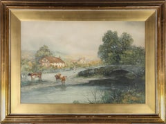William Joseph Wadham (1863–1950) - Early 20thC Watercolour, Cows By The River