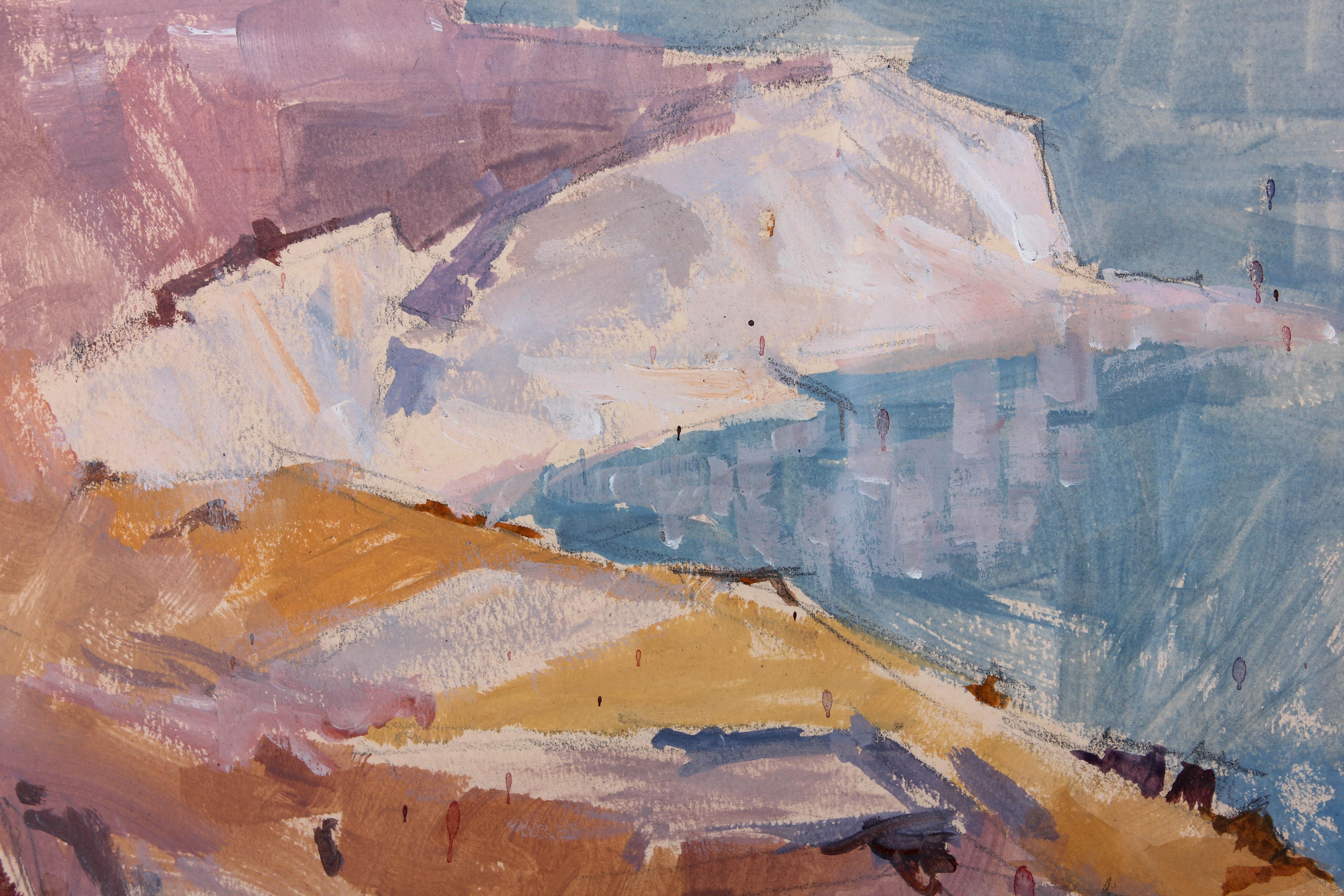 Michael Cadman RI ARCA (1920-2012) - Aquarelle du milieu du 20e siècle, Cliff Tops en vente 1