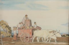 Charles March Gere RA (1869–1957) - 1923 Watercolour, The Ox Cart