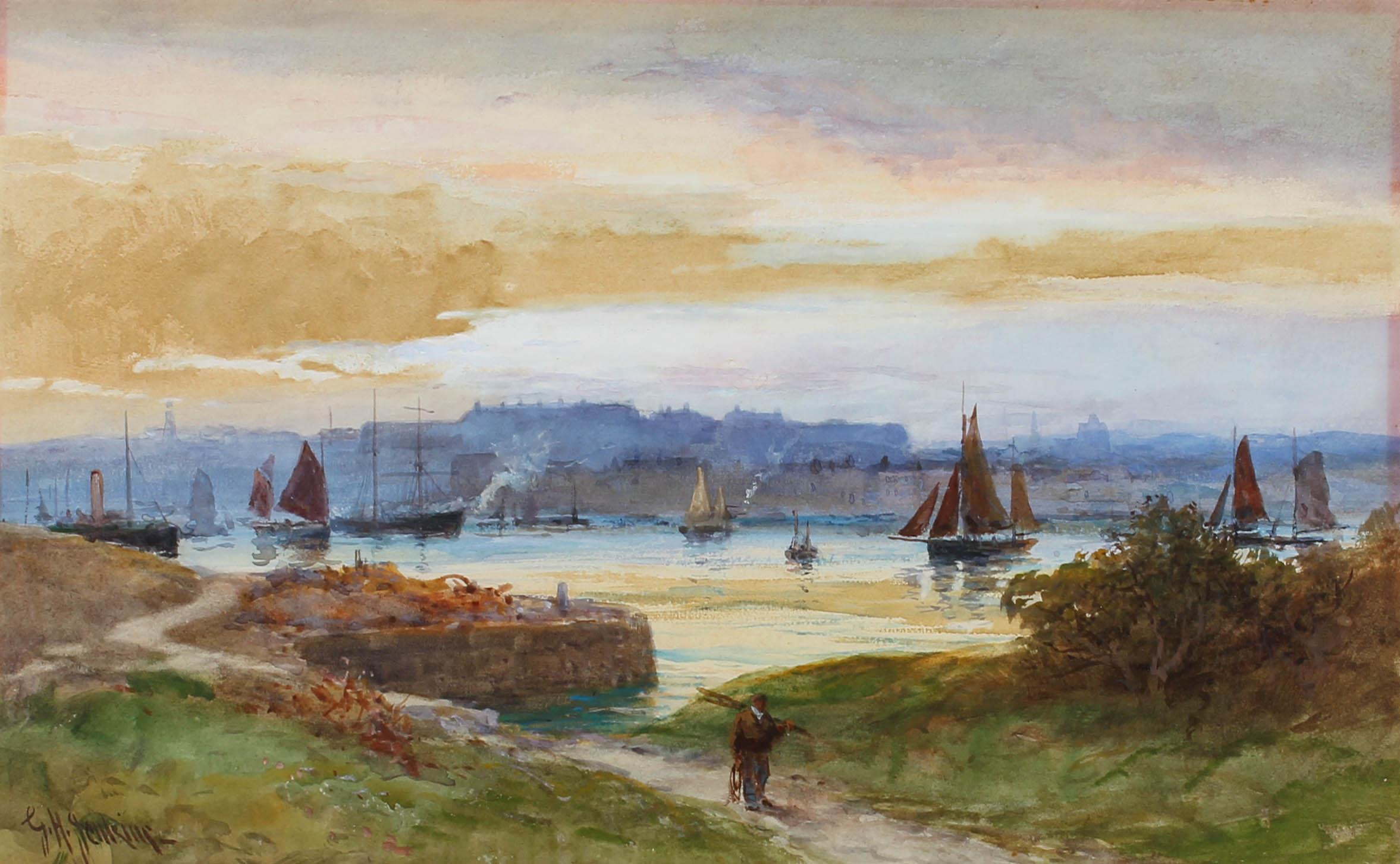 George Henry Jenkins (1843-1914) - Framed Watercolour, Sailing on the Estuary - Art by George Gascoyne