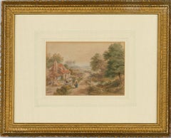 Atrib. Myles Birket Foster (1825-1899) - Acuarela enmarcada, Casa de campo