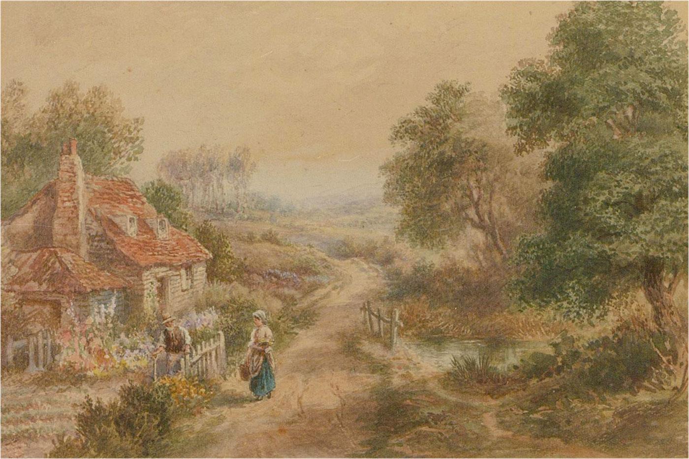 Attrib. Myles Birket Foster (1825-1899) - Framed Watercolour, Country Cottage For Sale 1