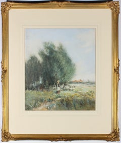 Early 20th Century Watercolour - Walking With Geese