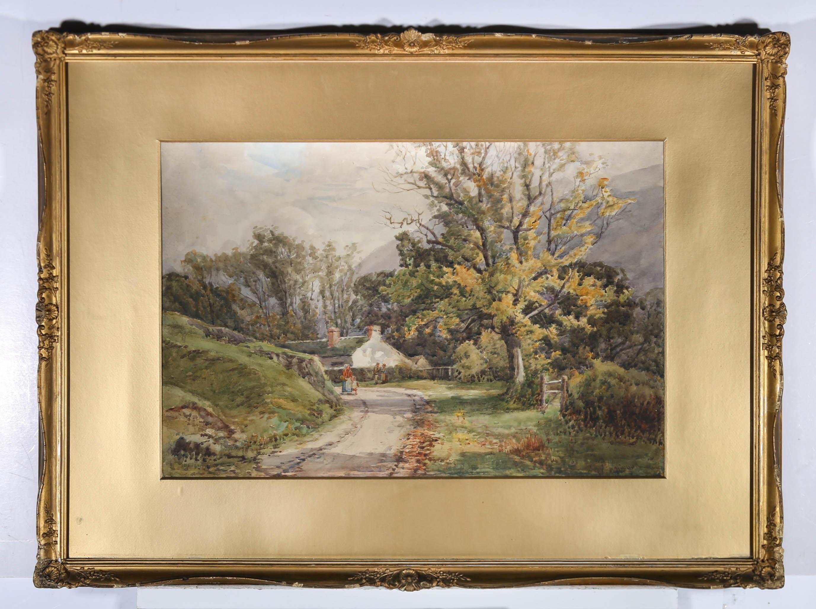 Walter Eastwood (1867-1943) - Acuarela enmarcada, El camino del pueblo en venta 2