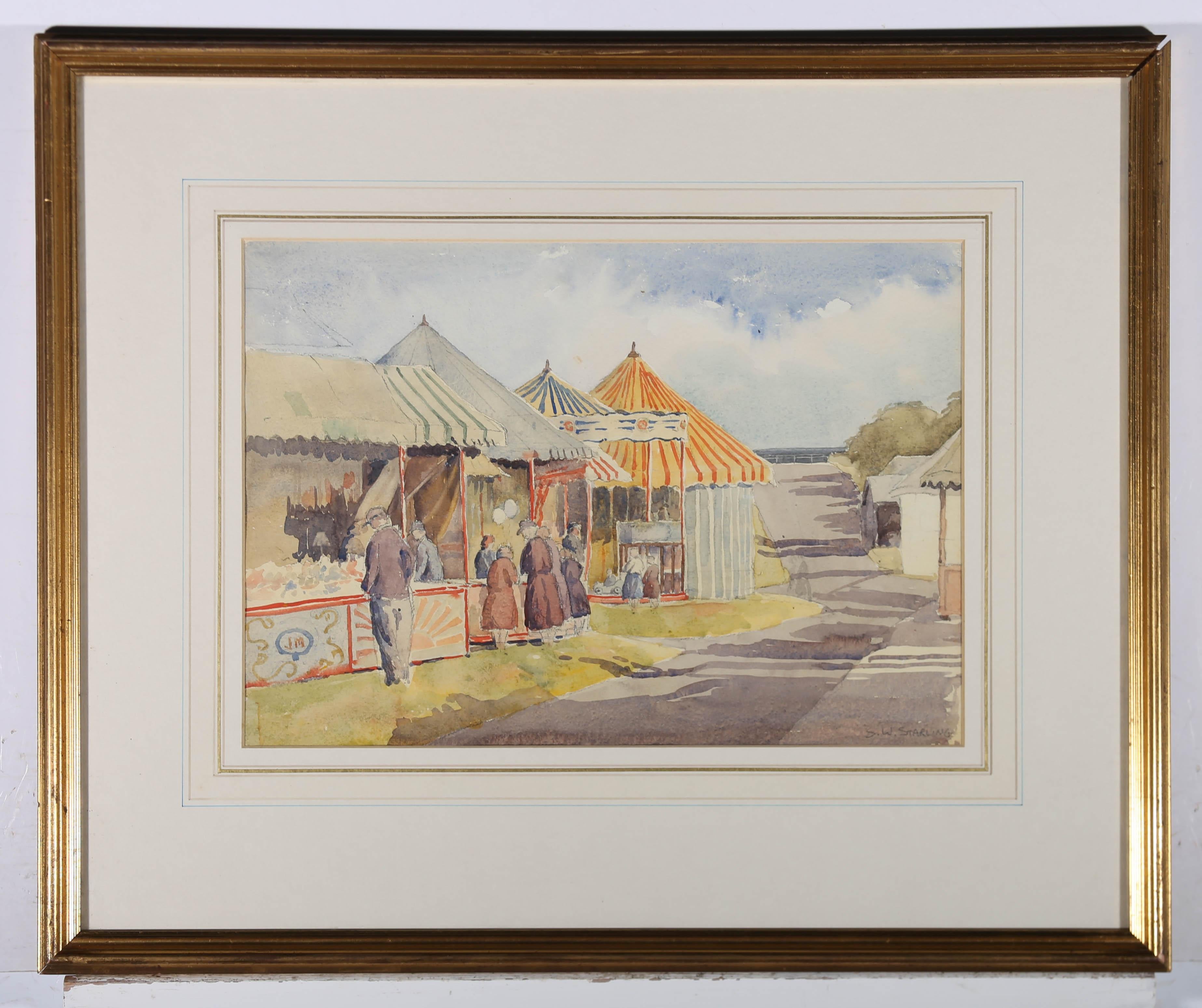 Sydney W. Starling (1889-1984) - 1930 Watercolour, The Fair at Worthing For Sale 1